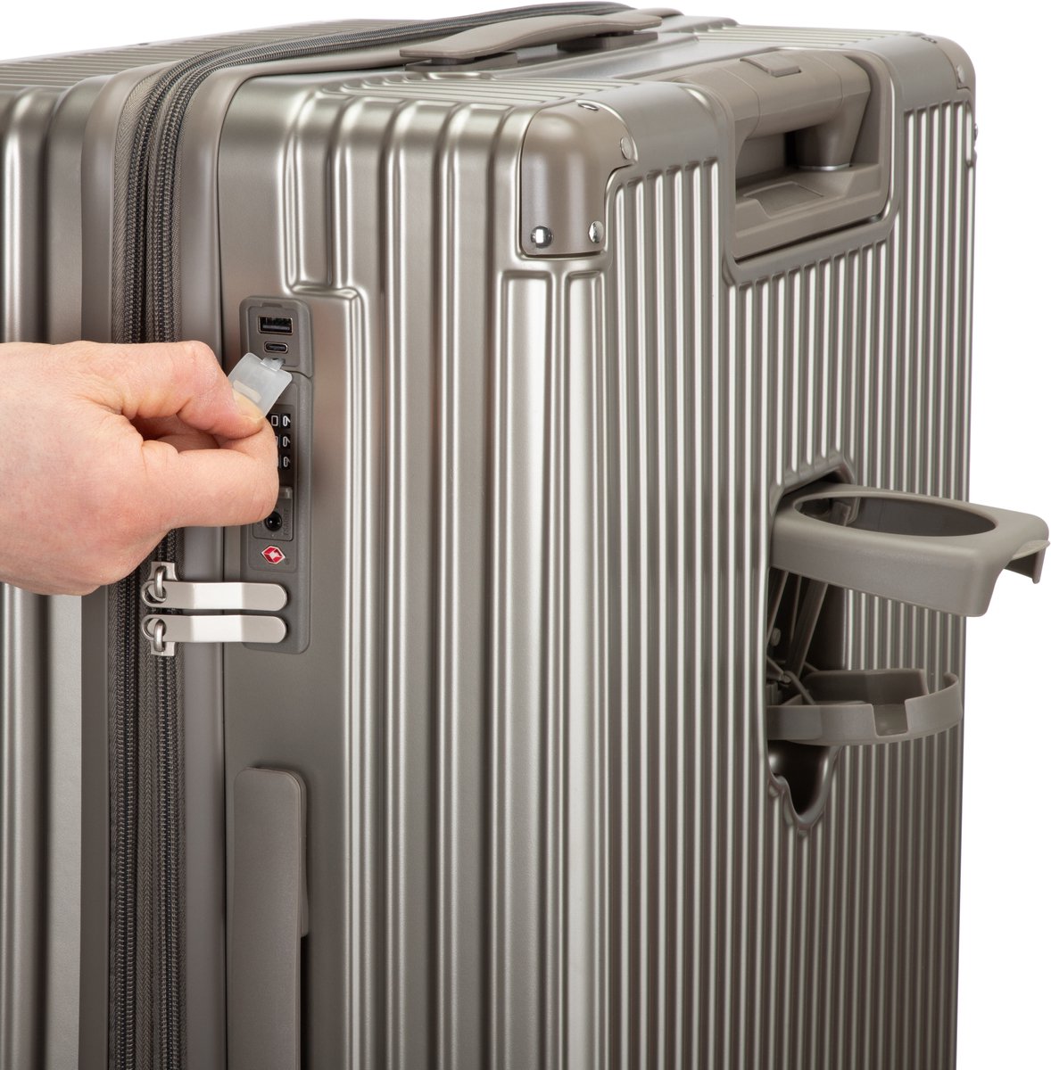 Kreta Reiskofferset 3-delig - 39, 65 & 93 liter - Handbagage en Ruimbagage - Lichtgewicht & Uitbreidbaar - USB-Oplaadpoort, Cuphouder & TSA Slot