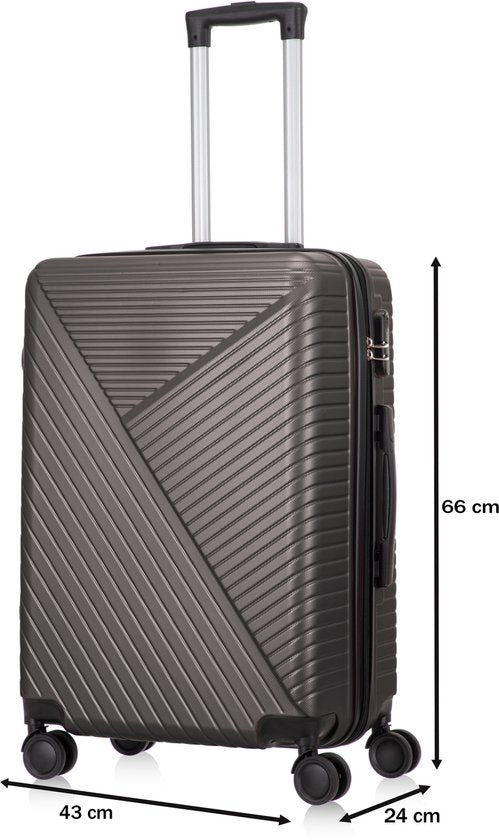 Ibiza Reiskoffer M - 65L - 66x43x24 cm - Lichtgewicht Harde Koffer - Met Ingebouwd TSA Slot - Voor Vliegtuig en Vakanties
