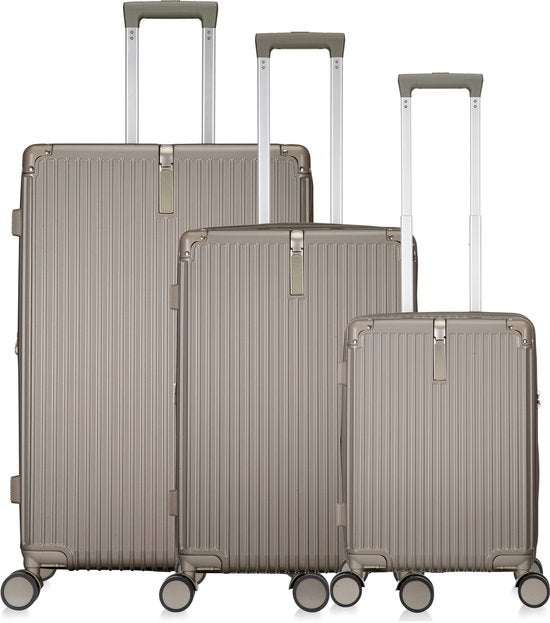 Kreta Reiskofferset 3-delig - 39, 65 & 93 liter - Handbagage en Ruimbagage - Lichtgewicht & Uitbreidbaar - USB-Oplaadpoort, Cuphouder & TSA Slot