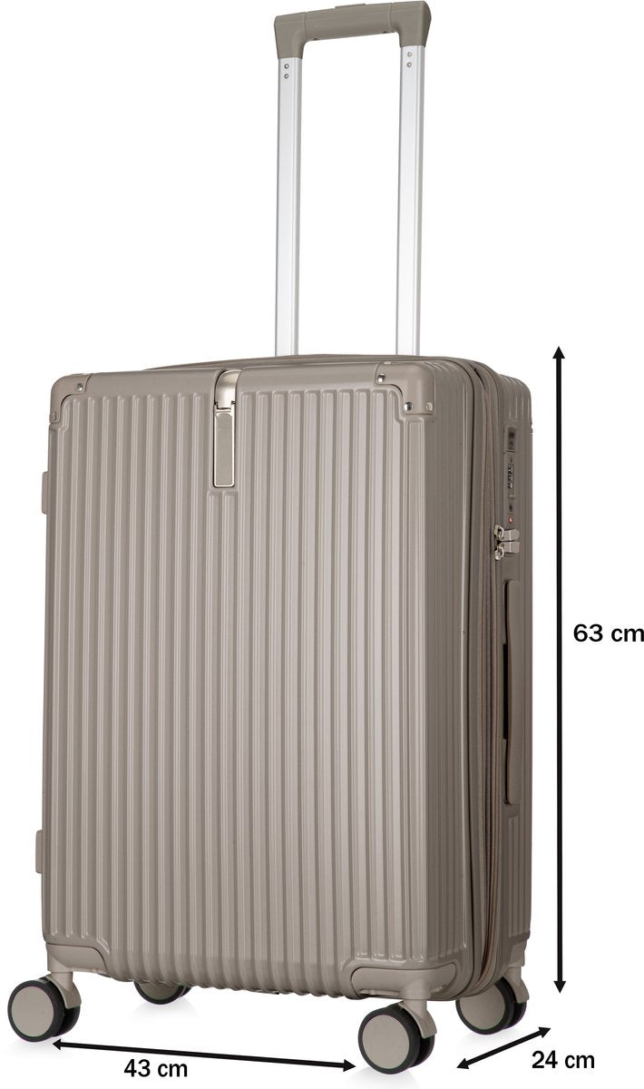 Kreta Reiskofferset 3-delig - 39, 65 & 93 liter - Handbagage en Ruimbagage - Lichtgewicht & Uitbreidbaar - USB-Oplaadpoort, Cuphouder & TSA Slot