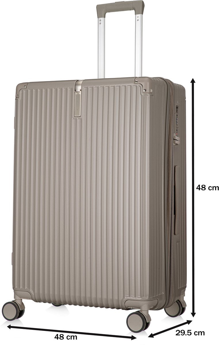 Kreta Reiskofferset 3-delig - 39, 65 & 93 liter - Handbagage en Ruimbagage - Lichtgewicht & Uitbreidbaar - USB-Oplaadpoort, Cuphouder & TSA Slot