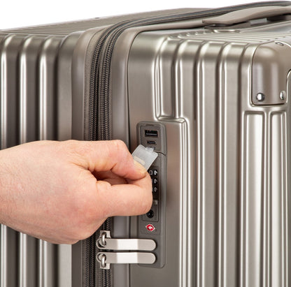 Kreta Reiskofferset 3-delig - 39, 65 & 93 liter - Handbagage en Ruimbagage - Lichtgewicht & Uitbreidbaar - USB-Oplaadpoort, Cuphouder & TSA Slot