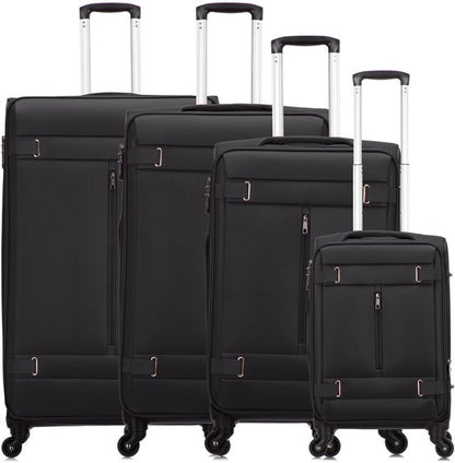Lissabon Reiskofferset 4-delig - 39, 65, 93 en 96 liter - Handbagage en Ruimbagage - Lichtgewicht Zachte Koffers - Met TSA Slot - Extra Ritsvak
