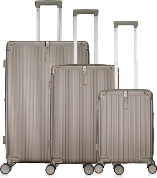Kreta Reiskofferset 3-delig - 39, 65 & 93 liter - Handbagage en Ruimbagage - Lichtgewicht & Uitbreidbaar - USB-Oplaadpoort, Cuphouder & TSA Slot