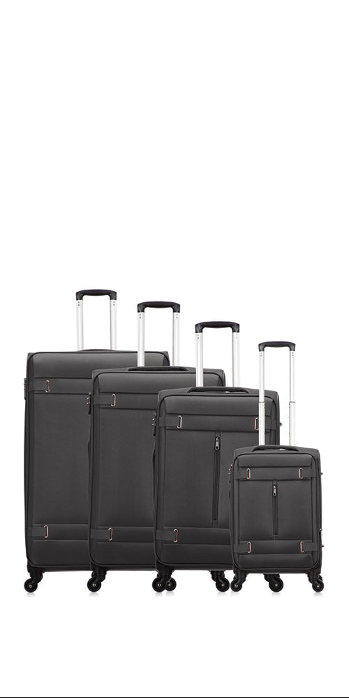 Lissabon Reiskofferset 4-delig - 39, 65, 93 en 96 liter - Handbagage en Ruimbagage - Lichtgewicht Zachte Koffers - Met TSA Slot - Extra Ritsvak